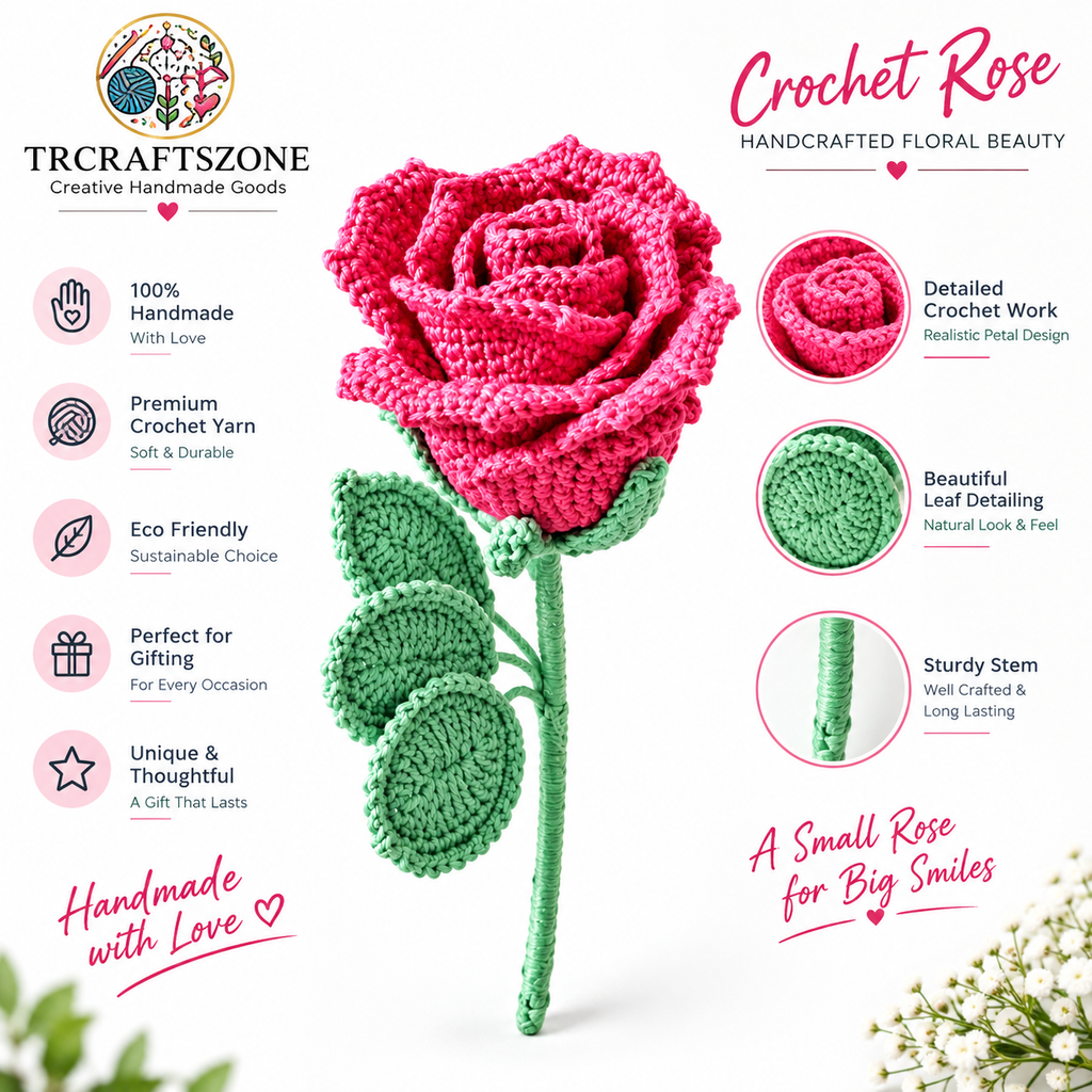 🌸 Handcrafted Crochet Flower Bouquet – Premium Handmade Gift