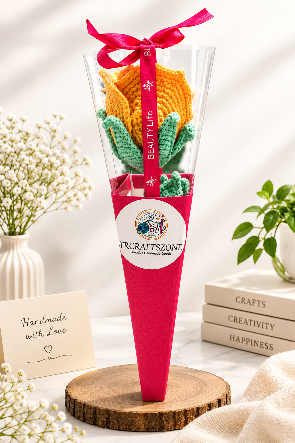 Handmade Crochet Rose Bouquet - Forever Rose Gift | TRCRAFTSZONE