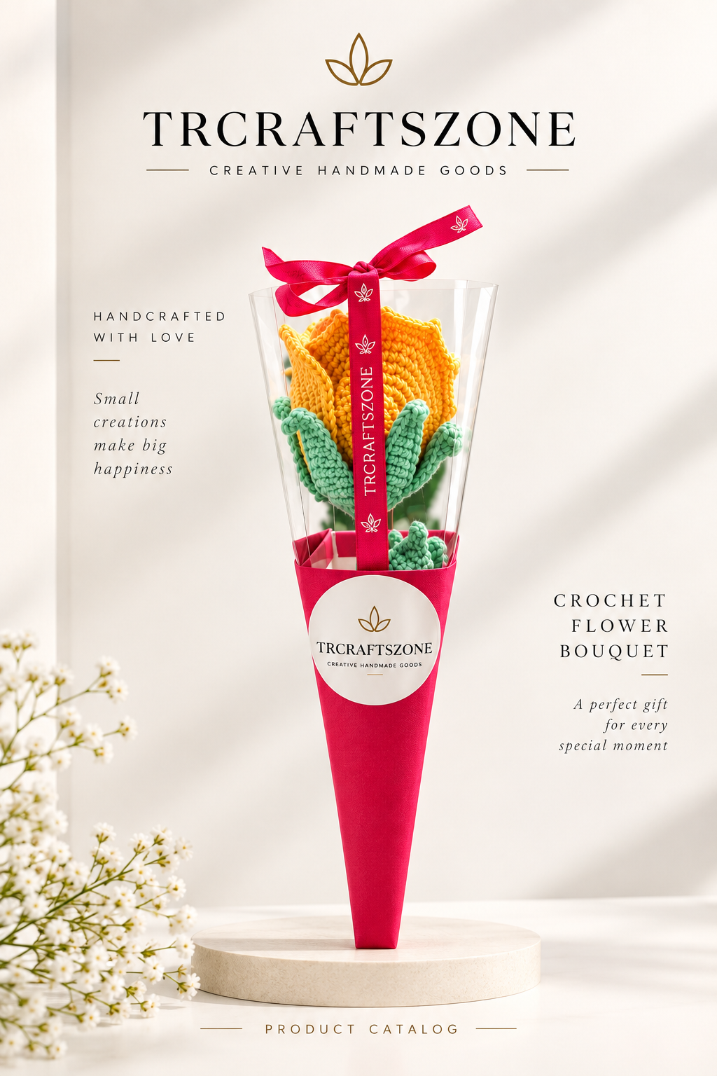 Handmade Crochet Rose Bouquet - Forever Rose Gift | TRCRAFTSZONE