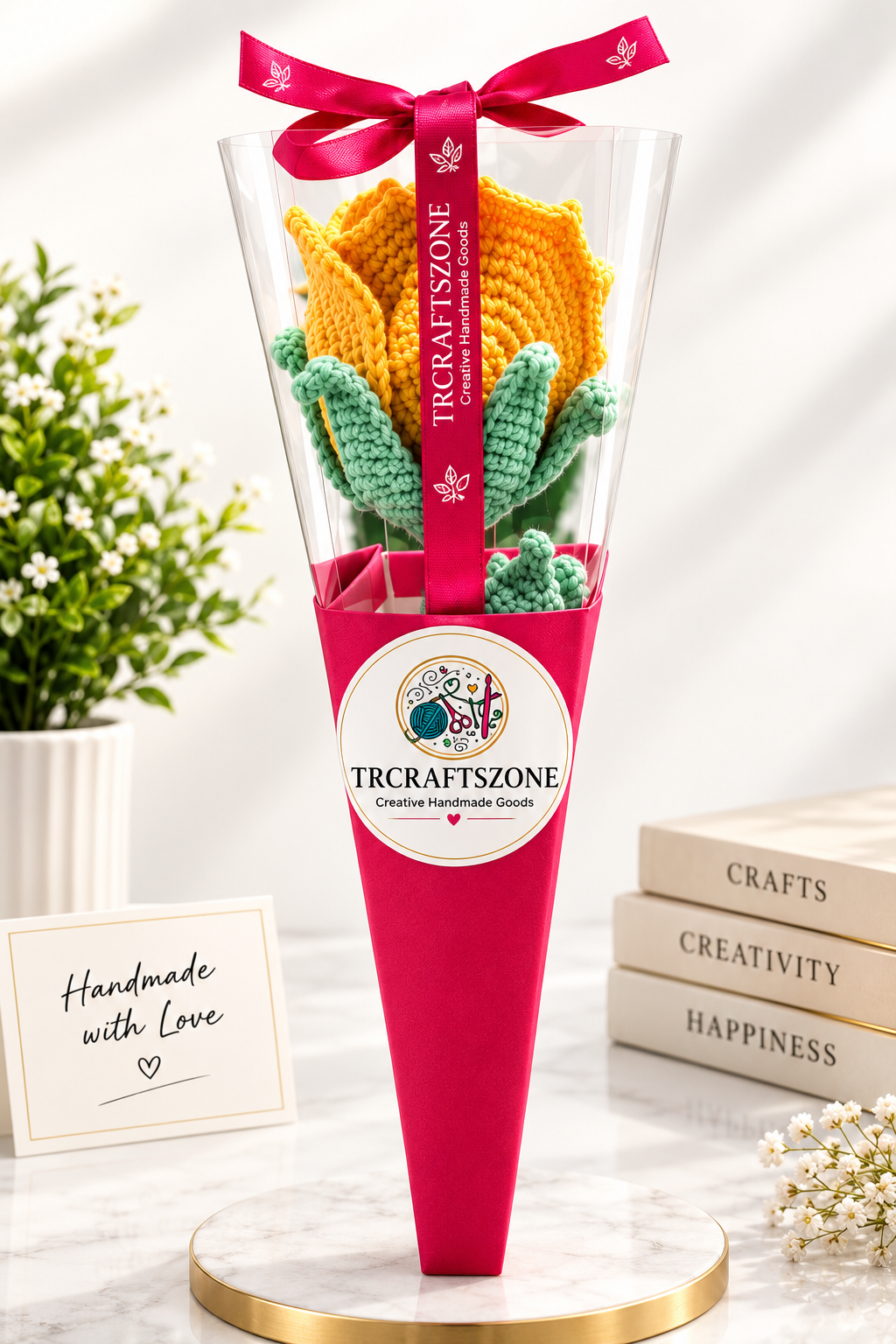 Handmade Crochet Rose Bouquet - Forever Rose Gift | TRCRAFTSZONE