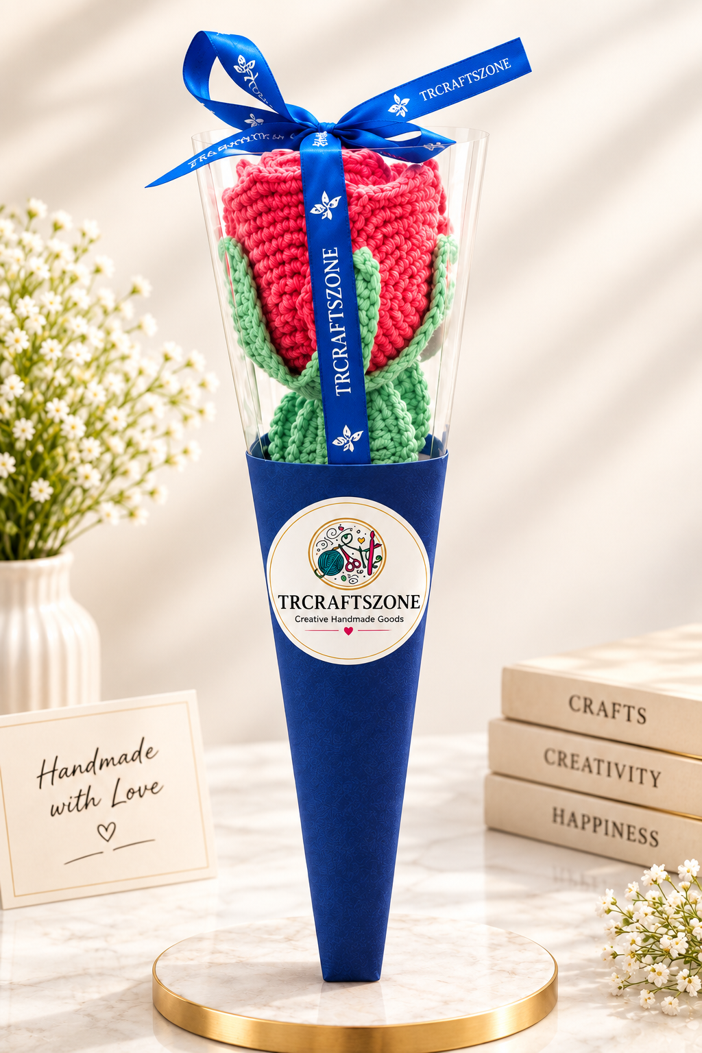 🌸 Handcrafted Crochet Flower Bouquet – Premium Handmade Gift