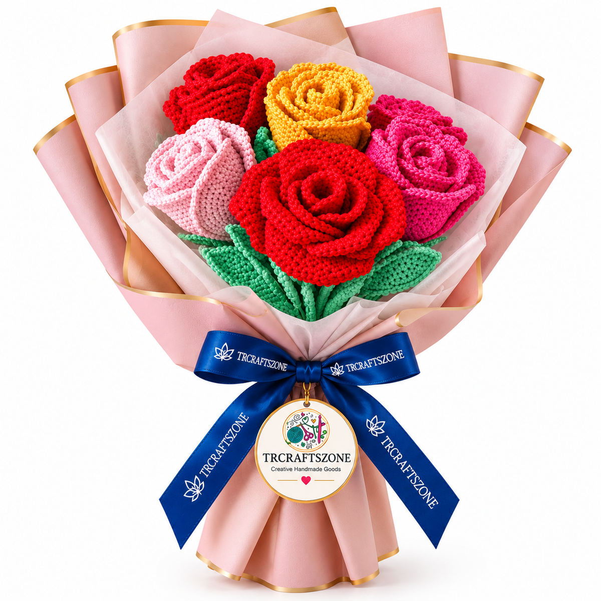 🌸 Handcrafted Crochet Flower Bouquet – Premium Handmade Gift