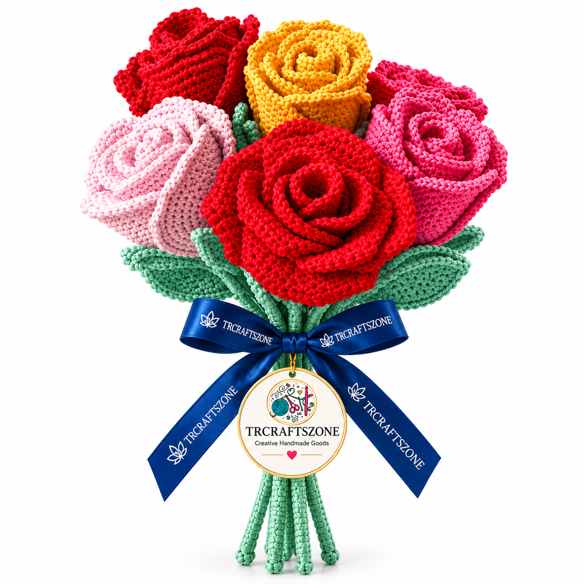 🌸 Handcrafted Crochet Flower Bouquet – Premium Handmade Gift