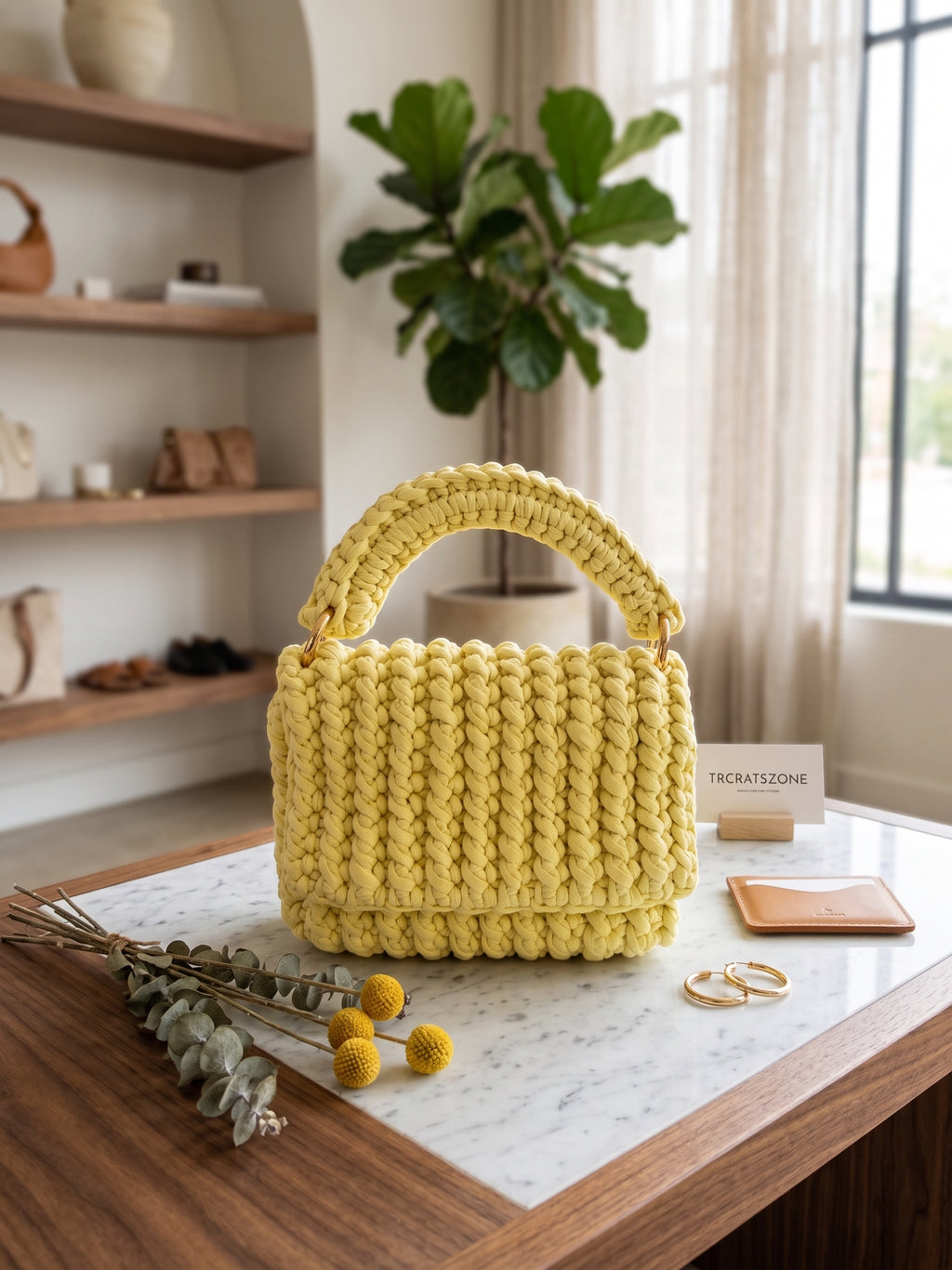 The Sunshine Chunky Knit Handbag | Handmade by TRCRATSZONE